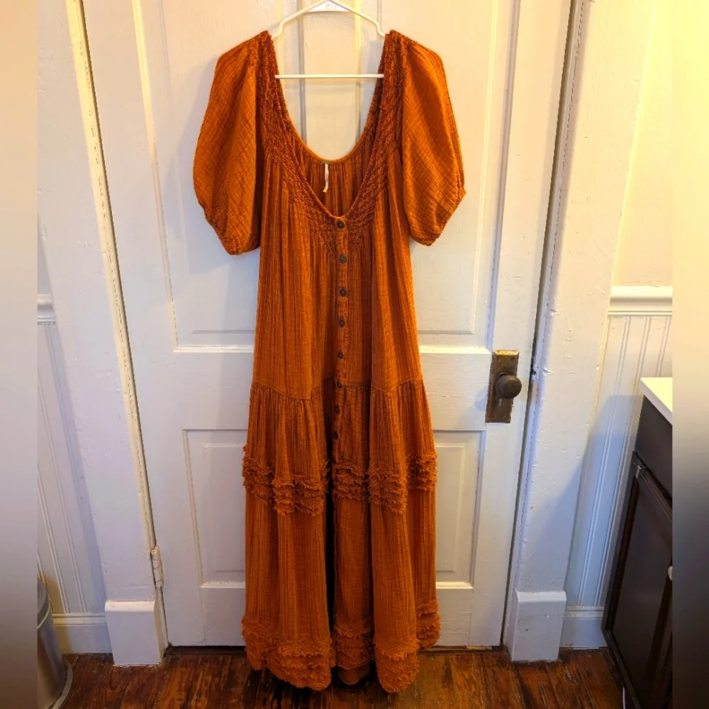 Free People Rust Orange Maxi Dress